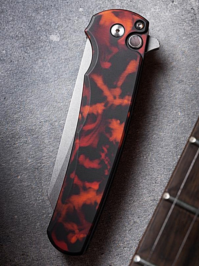Pro-Tech Knives 5401 Del Fuego Malibu Manual Flipper Knife Folder 3.25" Stonewash MagnaCut Reverse Tanto Blade