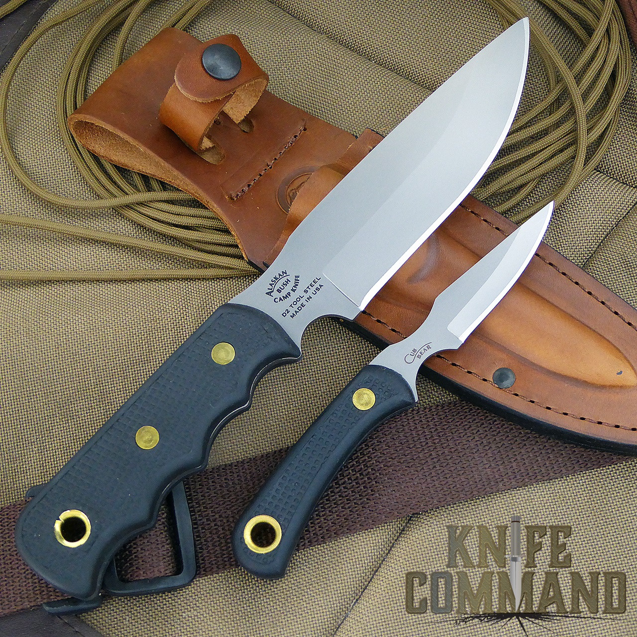 Knives of Alaska Bush Camp Suregrip Hunting Knife Combo.  Takes your game from the field to the table.