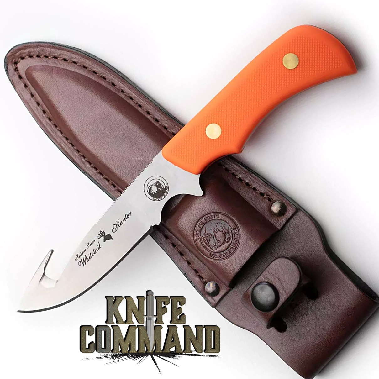 Knives of Alaska Trekker Whitetail Hunter Blaze Orange Suregrip Hunting Knife 00178FG