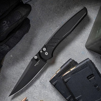 Pro-Tech Knives Avalon Peace Neighbor Manual Knife Folder Black Handle 4.25" Black DLC MagnaCut Blade PN1103