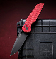 Pro-Tech Knives Integrity INT1106-Reptile Red Tactical Response 3 TR-3 Manual Knife Folder Reptile Textured Red Handle 3.5" Black DLC MagnaCut Blade