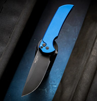 Pro-Tech Knives MX103-LTD Blue Mordax Manual Flipper Knife Folder 3.625" Black DLC MAGNACUT Drop Point Blad