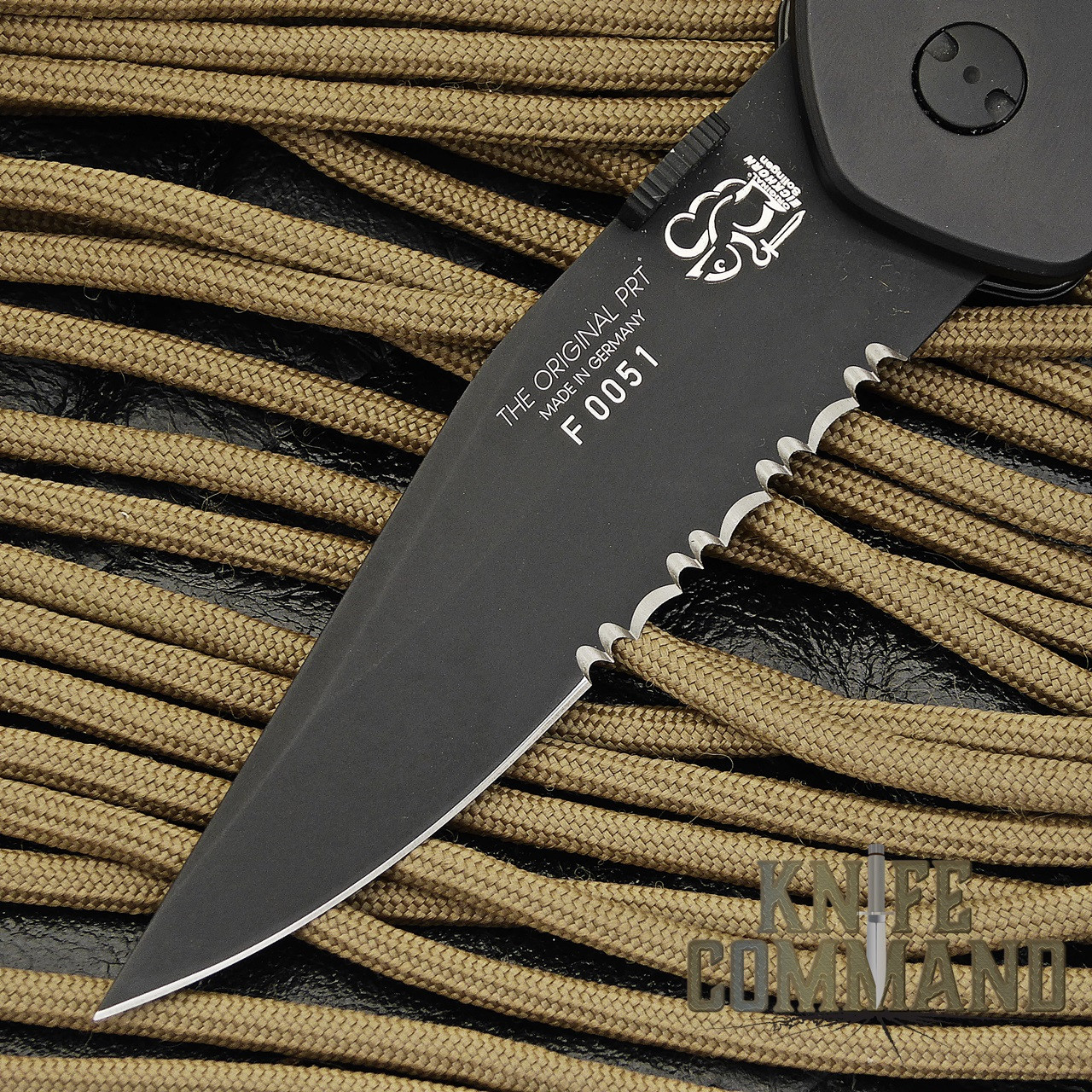 Eickhorn Solingen PRT VI Black Tactical Emergency Rescue Knife.  Clip point, Kal-Gard coated blade.