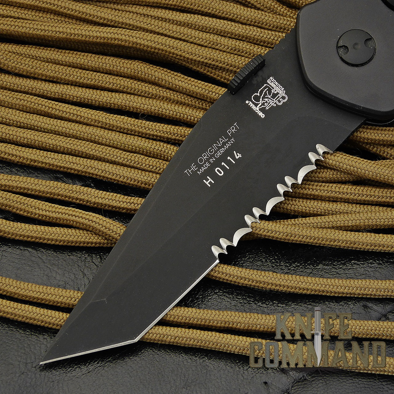 Eickhorn Solingen PRT X Black Tanto Tactical Emergency Rescue Knife.  Kal-Gard coated blade.