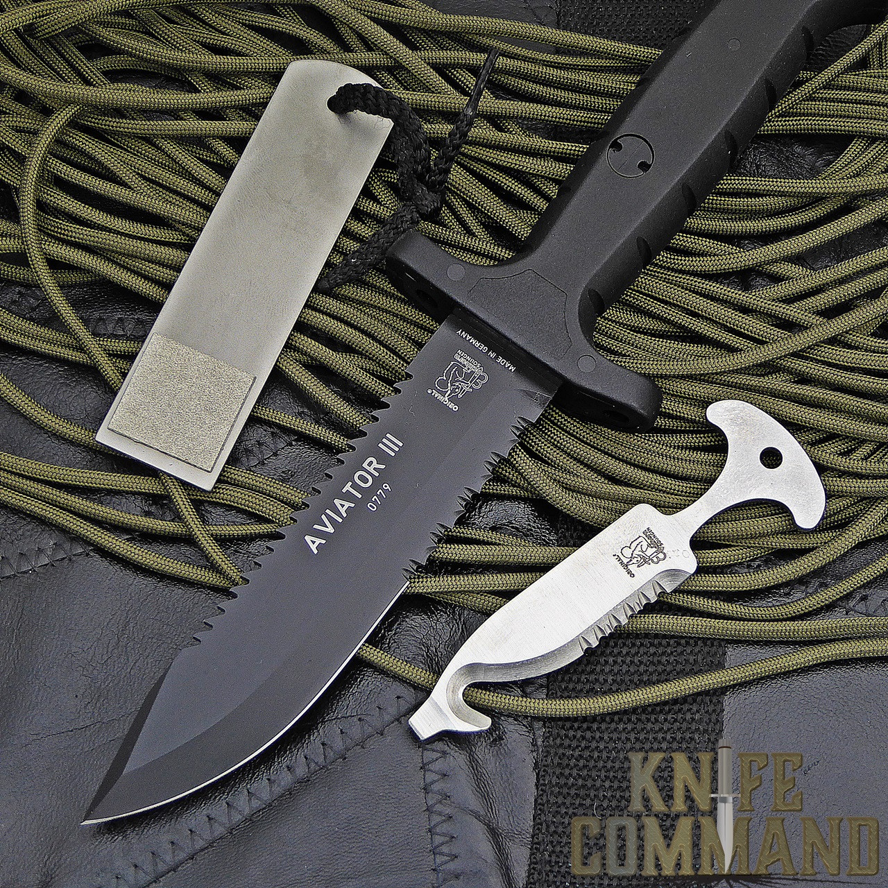 Eickhorn Solingen Aviator III Aircrew Rescue and Survival ASEK Combat Knife.  Sharpener and emergency knife included.