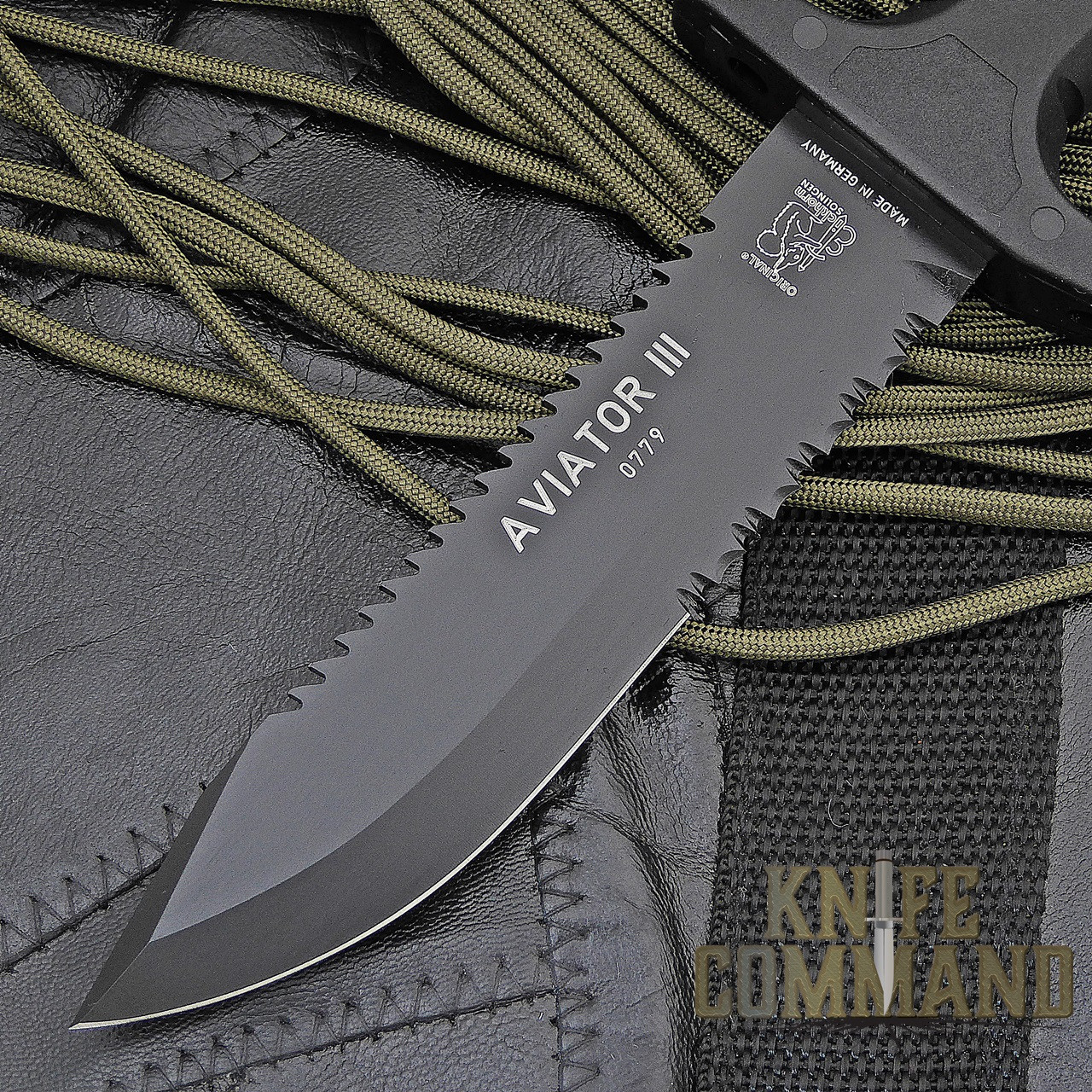 Eickhorn Solingen Aviator III Aircrew Rescue and Survival ASEK Combat Knife.  Saw back and serrations.