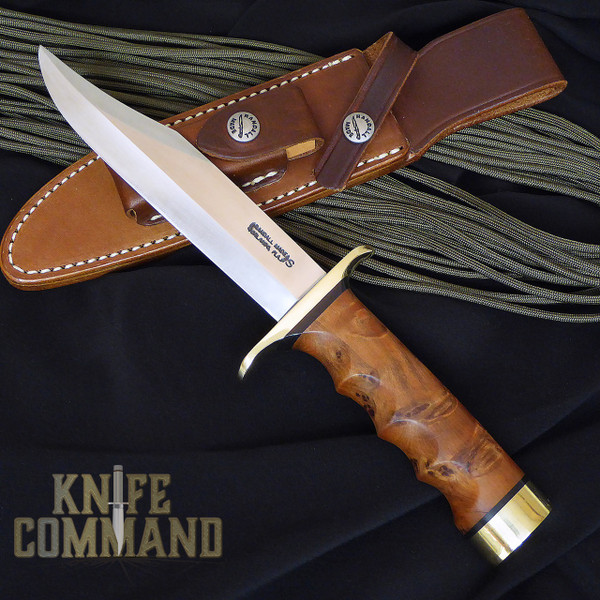 Randall Made Knives Model 12 6 Sportsman's Bowie Knife.  Beautiful Thuya Burl wood handle.