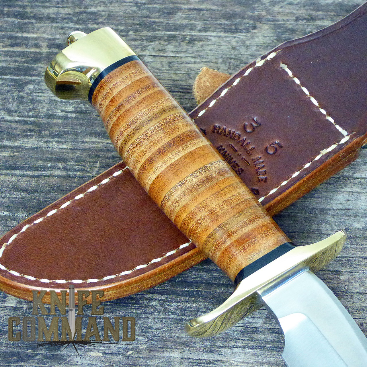 Randall Made Knives Model 3 Hunter 5" SS Double Hilt Knife.  Border Patrol handle with Crow's Beak butt.
