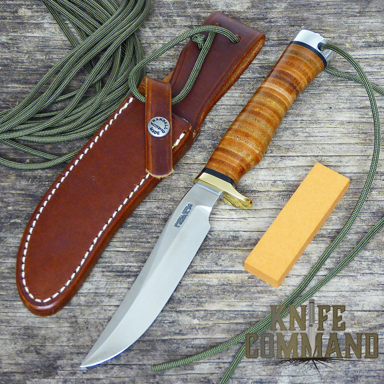 Randall Made Knives Model 7 Fisherman Hunter 5" SS Knife.  Model B sheath with separate hone.