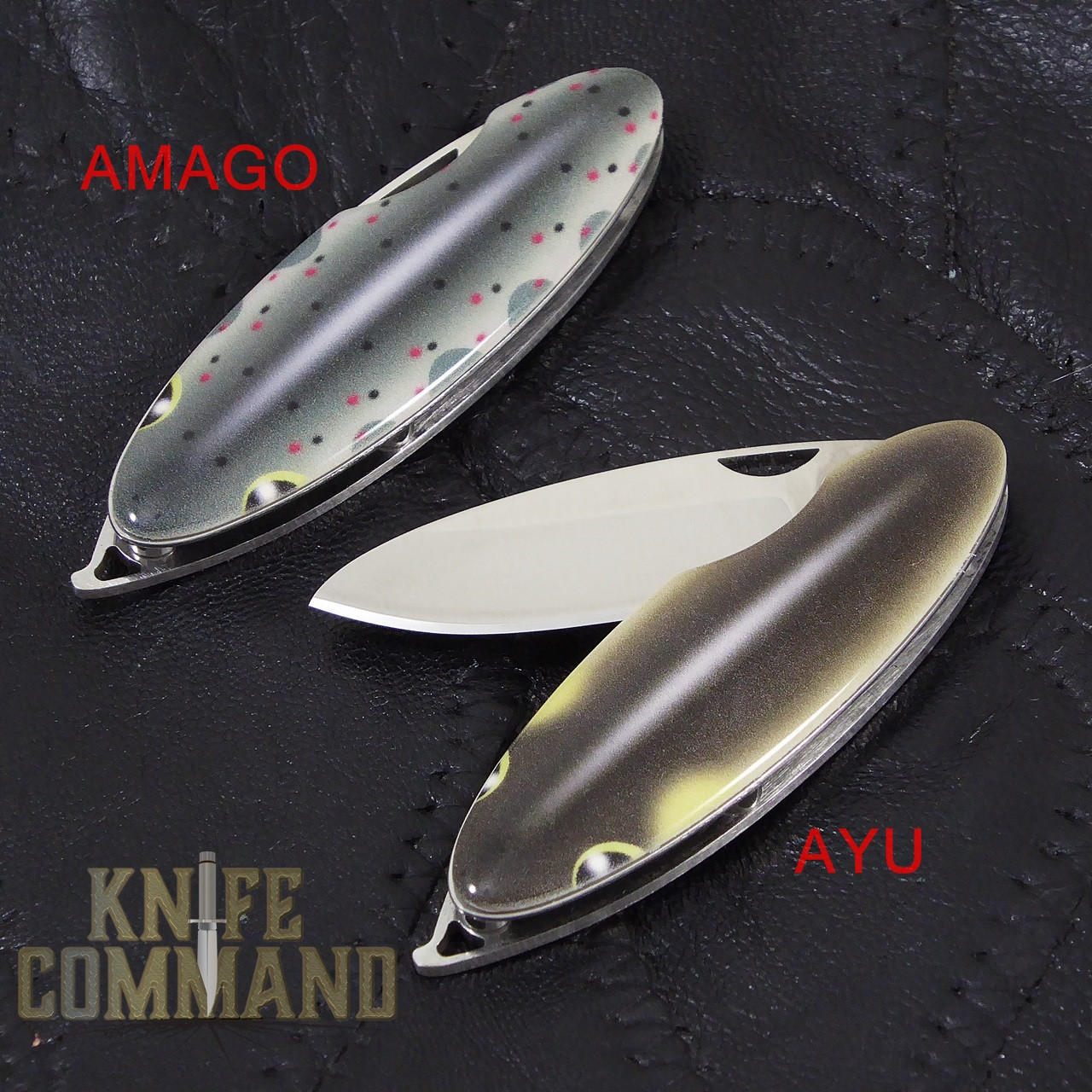 G Sakai Keychain Knife Fish of the Nagara River.  Slim design for keychain or pocket.  Framelock and VG-10 blade.