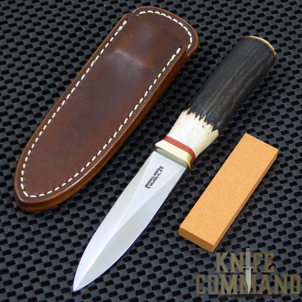 Randall Made Knives Model 24 Guardian Stag Brass Boot Knife.  Brand new from Randall shop.