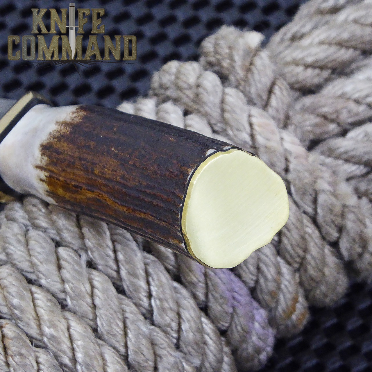 Randall Made Knives Non-Catalog Model Gambler 4" Stag Boot Knife.  Polished brass butt plate.