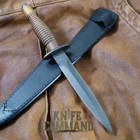Fox Knives FX-592 W Fairbairn Sykes Combat Dagger Knife PVD Walnut.  Walnut handle and black blade.