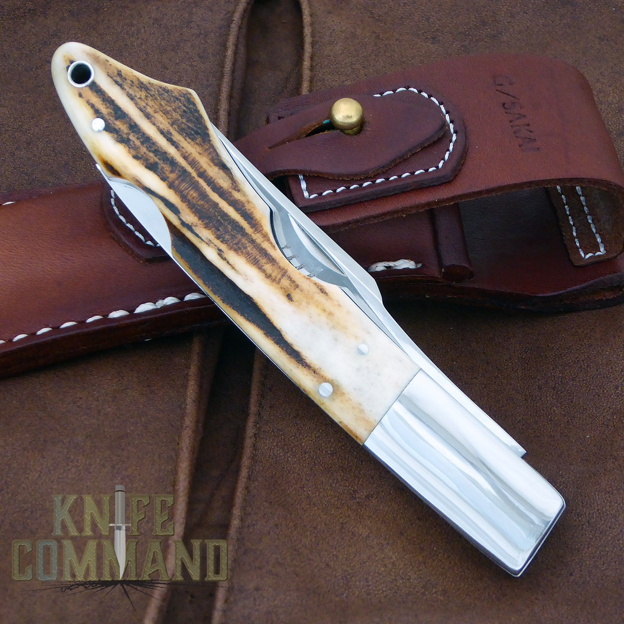 G Sakai Tennessee Memorial Takahashi Stag Pocket Knife Large 10398.  Sakai uses only the best Stag.
