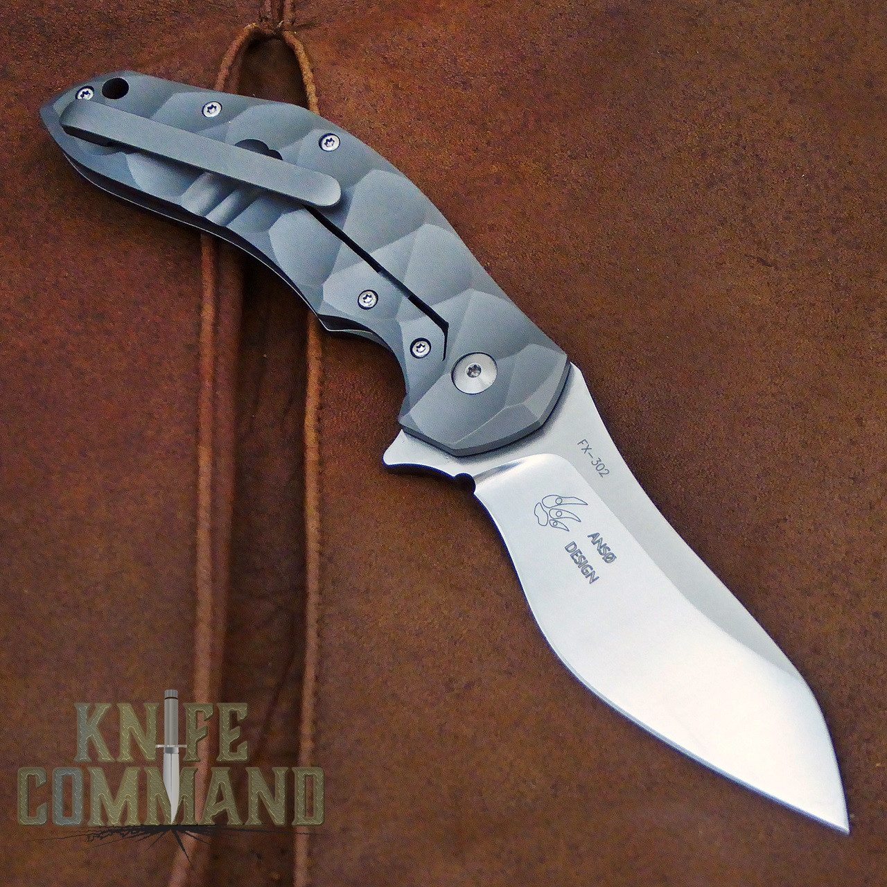 Fox Knives Jens Anso Titanium Framelock Flipper Knife FX-302.  Now a framelock with Titanium pocket clip.