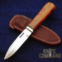 Randall Made Knives Non-Catalog Model Gambler 4" Thuya Burl Boot Knife w/Compass.  Custom ordered with Thuya handle.