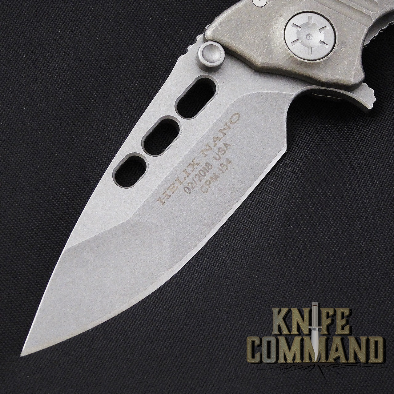 Guardian Tactical Helix Nano Titanium Flipper Knife Stonewash 66511.  Stonewash CPM 154CM stainless steel blade.