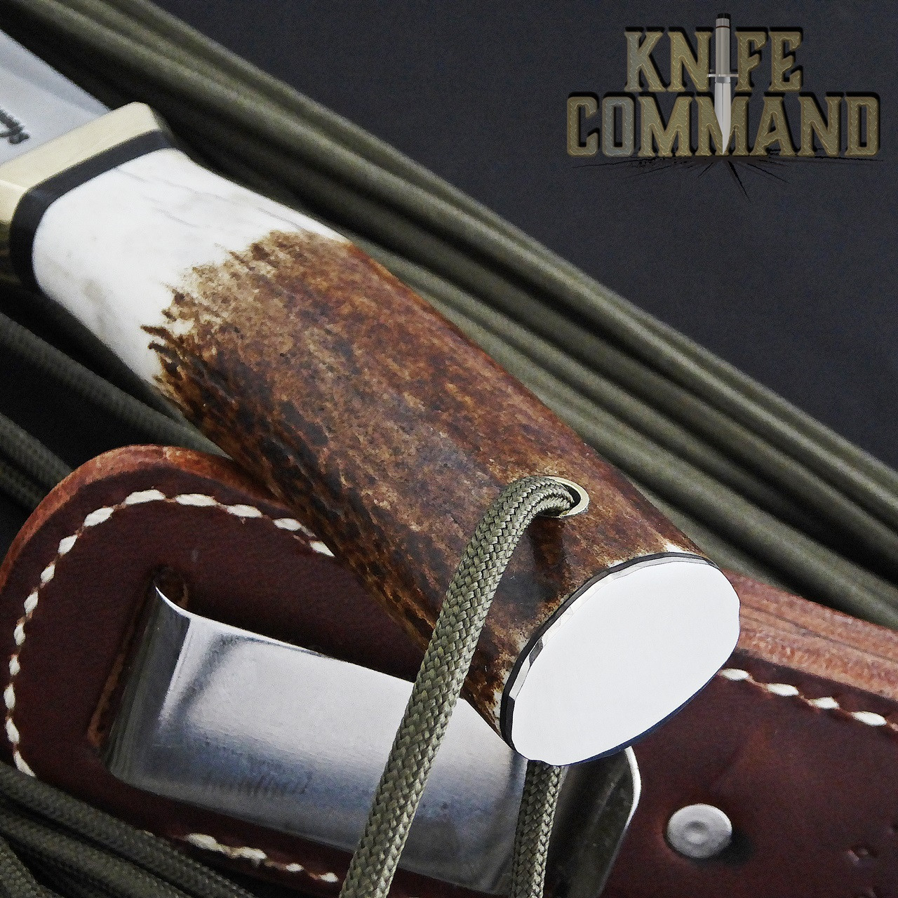 Randall Made Knives Model 24 Guardian Stag Boot Knife Wrist Thong Unusual.  Rare brass hilt with nickel silver butt.