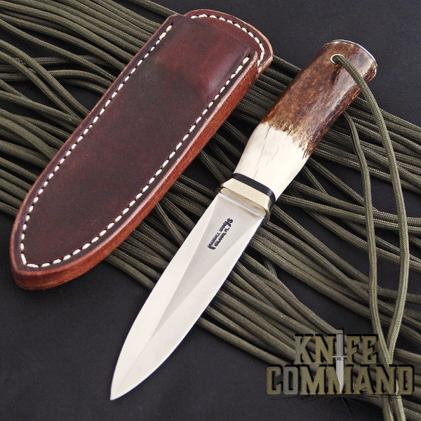 Randall Made Knives Model 24 Guardian Stag Boot Knife Wrist Thong Unusual.  Stag and a wrist thong.