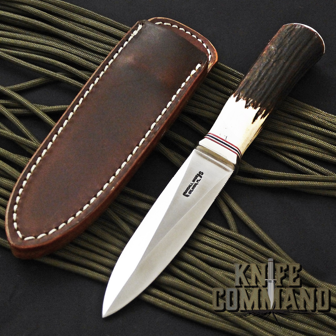 Randall Made Knives Model 24 Guardian Stag Boot Knife Compass Installed.  Custom ordered.