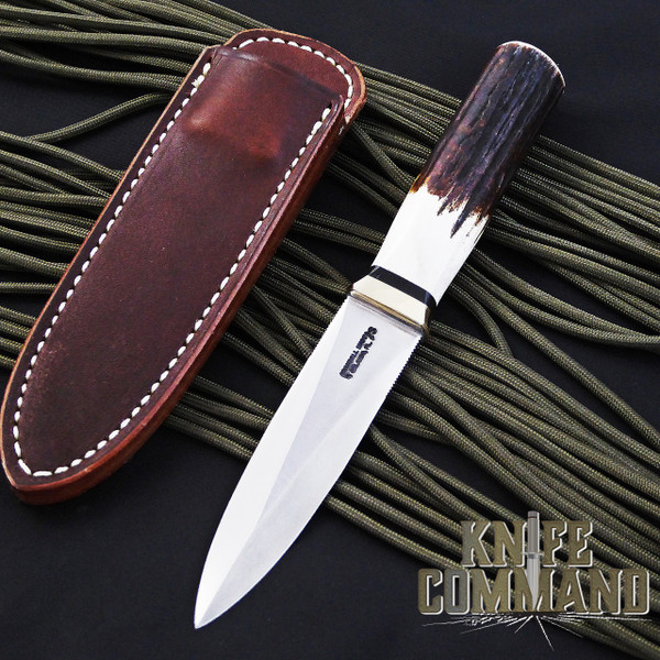 Randall Made Knives Model 24 Guardian Stag Boot Knife Brass Hilt with Compass Installed.  Custom ordered.