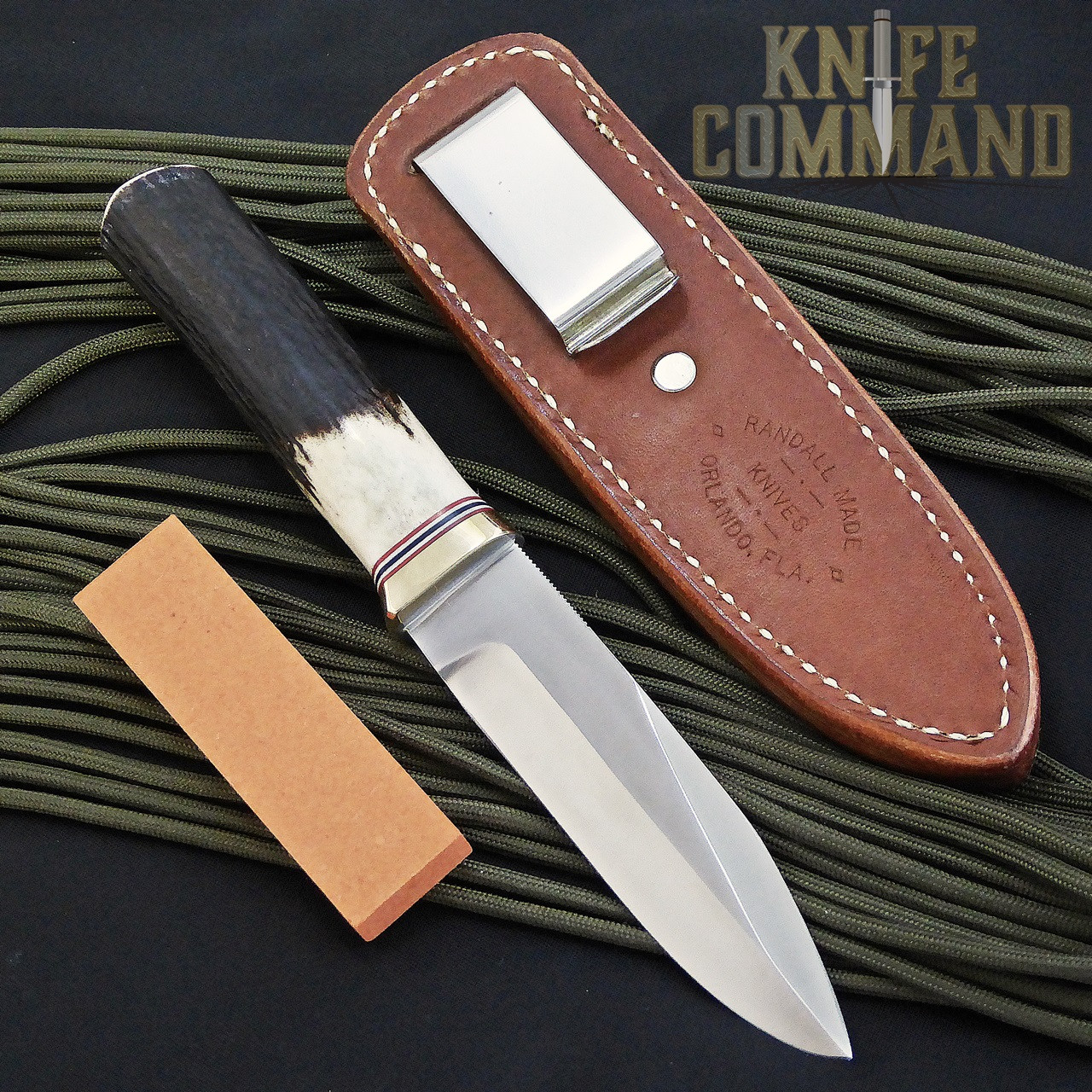 Randall Made Knives Non-Catalog Model Gambler 4" Stag Boot Knife w/Compass.  Concealment boot sheath and hone.