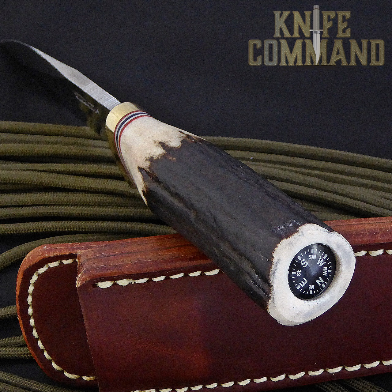 Randall Made Knives Non-Catalog Model Gambler 4" Stag Boot Knife w/Compass.  Compass installed!