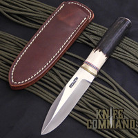 Randall Made Knives Non-Catalog Model Gambler 4" Stag Boot Knife w/Compass.  Stag handle with brass hilt.