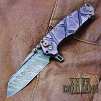 Wander Tactical Custom Mistral Purple Maple TI Extreme Duty Folding Knife Ice Brush.  Purple Maple with bronzed hardware.