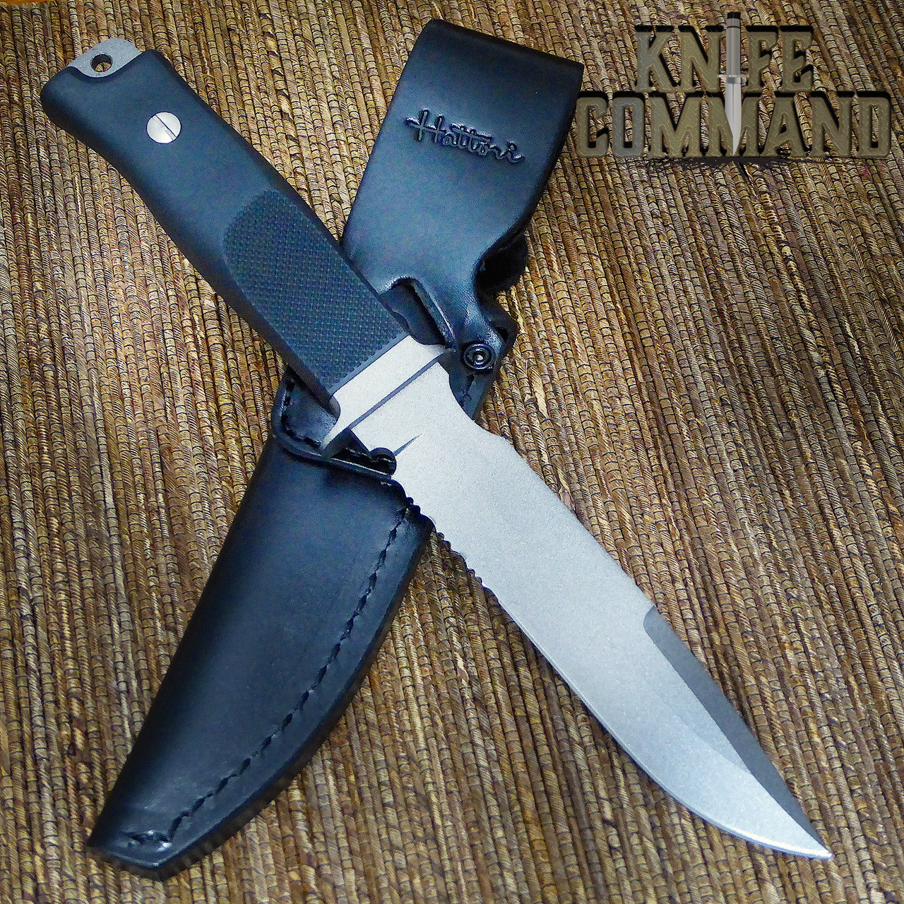 Hattori Knives Model S-51 Sea Commander Combat Military and Dive Knife.  High quality leather sheath.