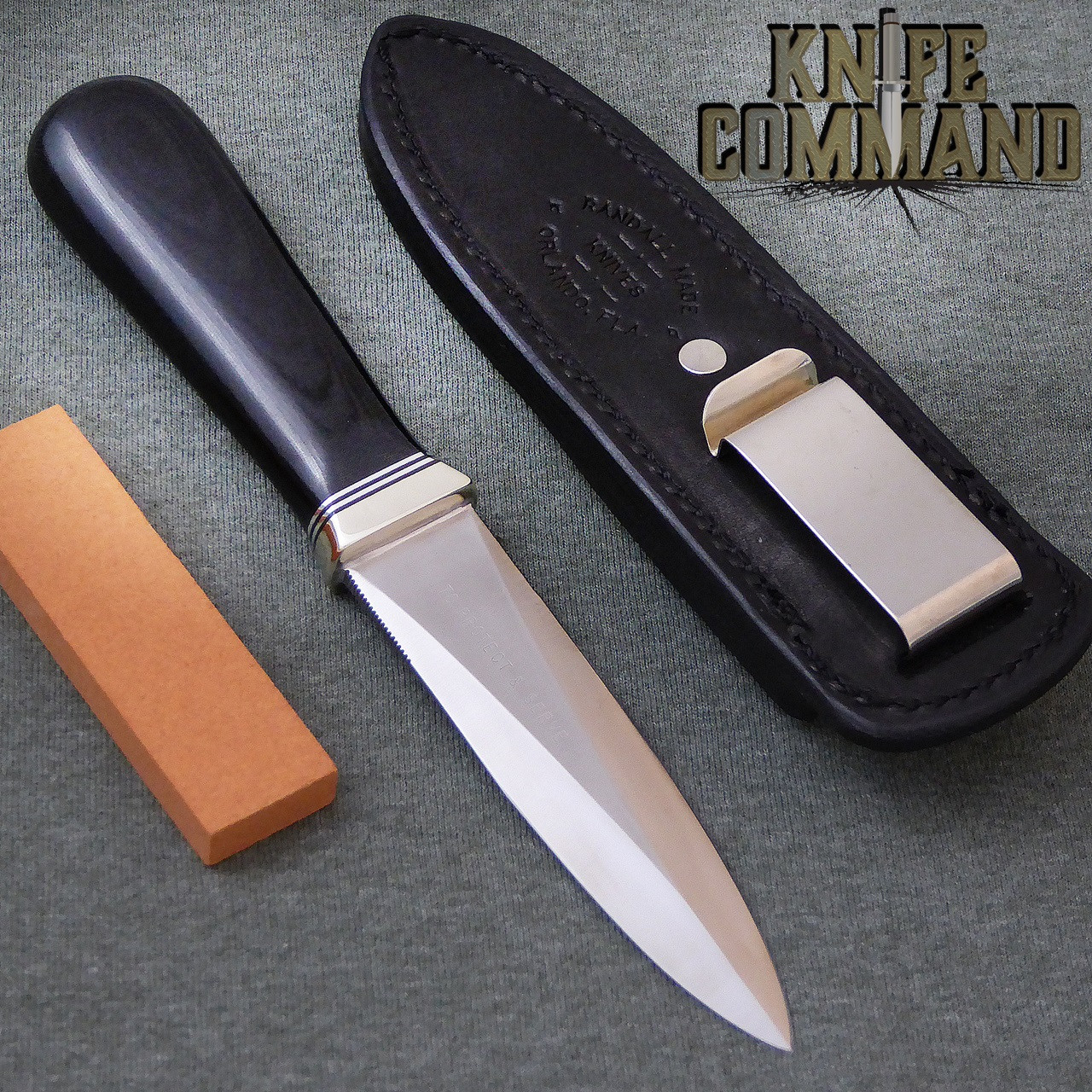 Randall Made Knives Model 24 Guardian Custom Police Special Black Micarta Knife.  New with Black sheath and hone.