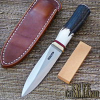 Randall Made Knives Model 24 Guardian Stag Boot Knife Brass Hilt Red Spacers