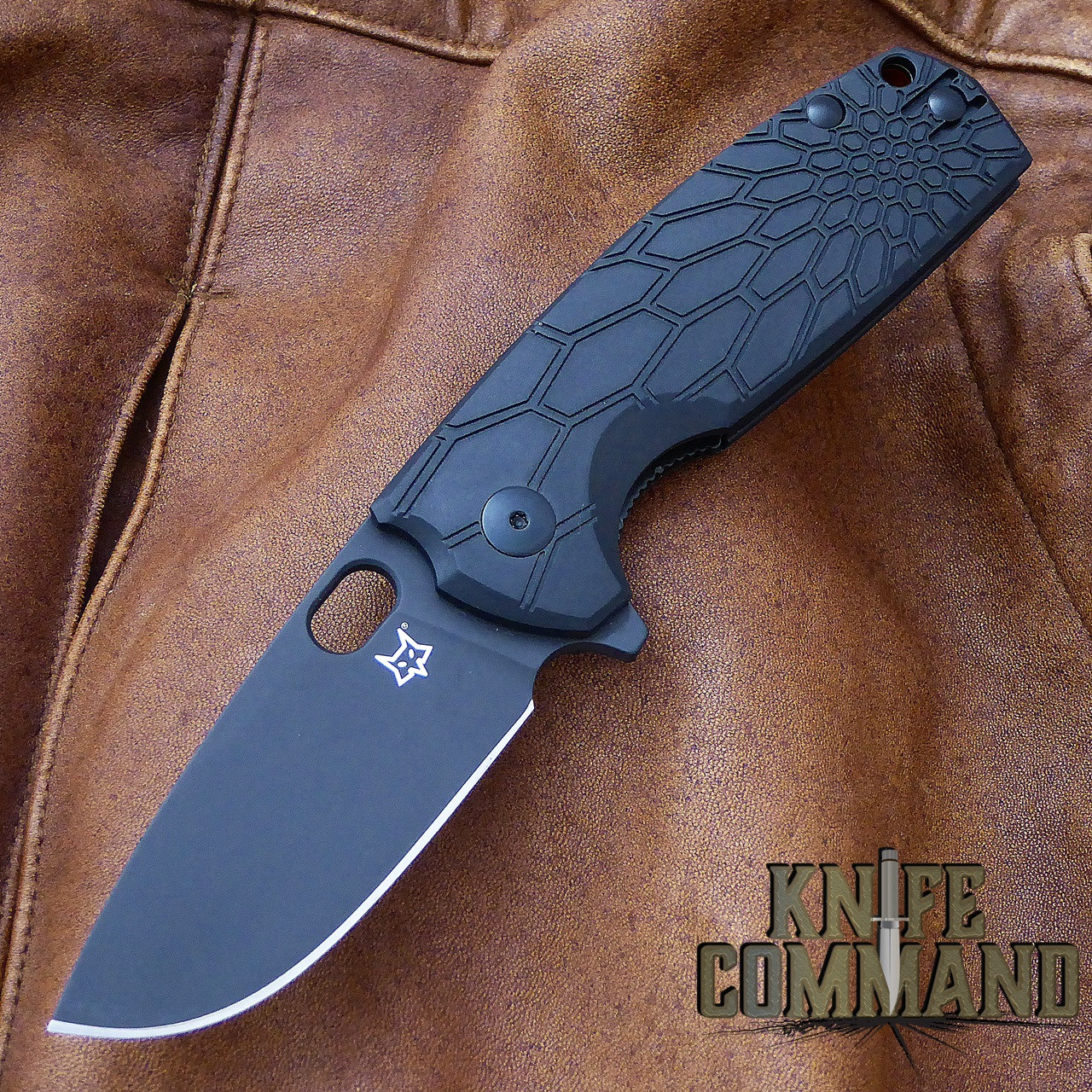 Fox Knives Vox Core FX-604B Folding Knife Black Handle Black Blade.  N690Co stainless steel blade.