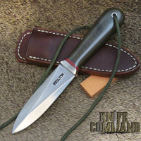 Randall Made Knives Model 24 Guardian Green Micarta Boot Knife with Red Spacers and Wrist Thong