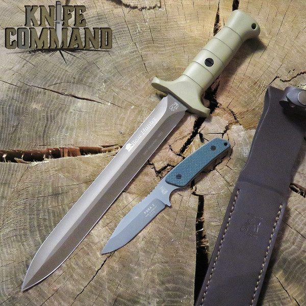 Eickhorn Solingen Waidbesteck Boar Hunter Para 2 GS 2-Knife Set 825252WBOGPG Beryllium Blade Grey Green Handle