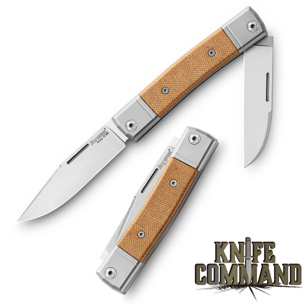 LionSteel Knives Best Man Traditional Natural Canvas Micarta Two-blade Slip-joint Folding knife BM13-CVN