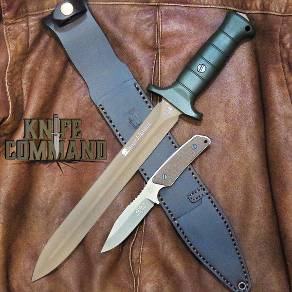 Eickhorn Solingen Waidbesteck Boar Hunter Para 2 GS 2-Knife Set 825252WBOPBR Beryllium Blade Olive Green Handle