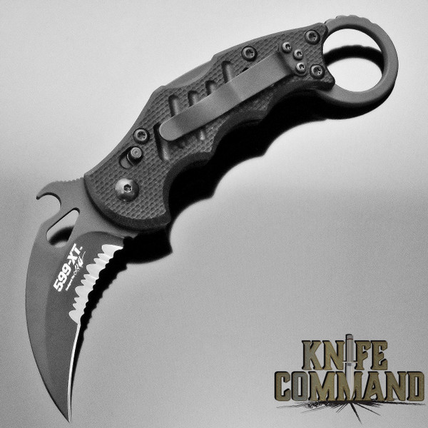 Fox Knives FX-599XTS Folding Lockback Karambit Knife Black G10 Serrated