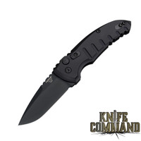 Hogue Knives A01-MicroSwitch Folder: 2.75" Drop Point Blade - Black Cerakote Finish, Matte Black Aluminum Frame 24116