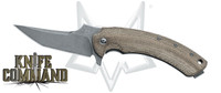 Fox Knives FX-537SW Geco Canvas Micarta Bastinelli Folding Knife Stonewash Blade