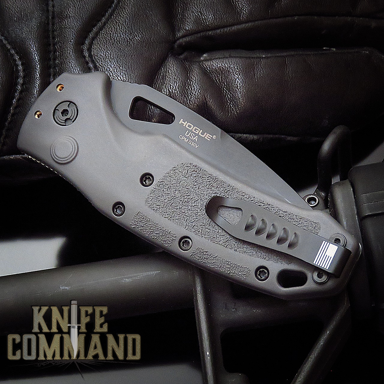 Hogue Knives Sig Sauer K320A Grey Automatic Folder 3.5" Drop Point Blade - Black Cerakote Finish, Poly Frame Knife 36332