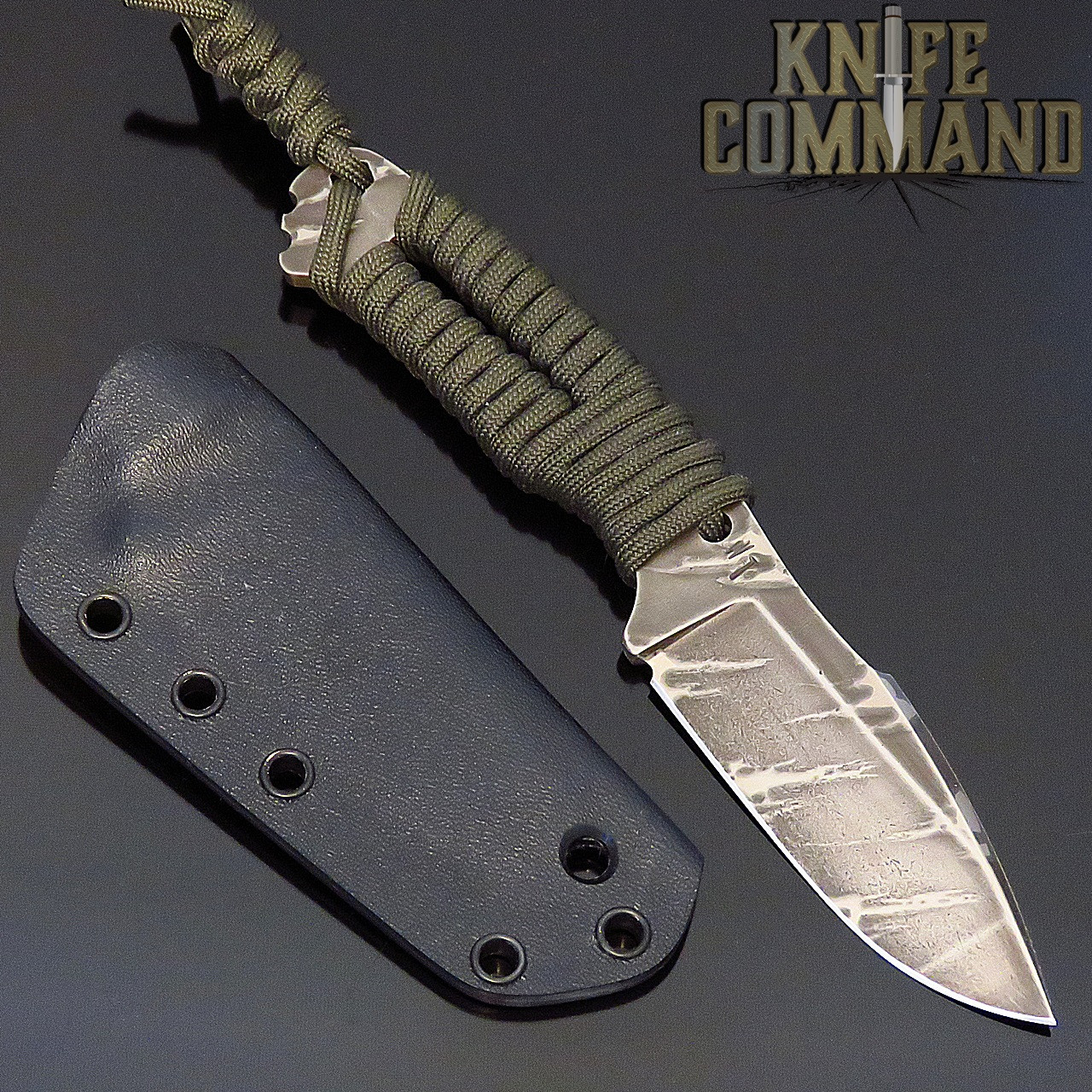 Wander Tactical Custom Raptor Fixed Blade Neck Knife Green Cord / Ice Brush Blade