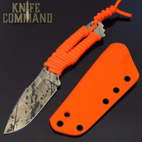 Wander Tactical Custom Raptor Fixed Blade Neck Knife Blaze Orange Cord / Black Blood Blade