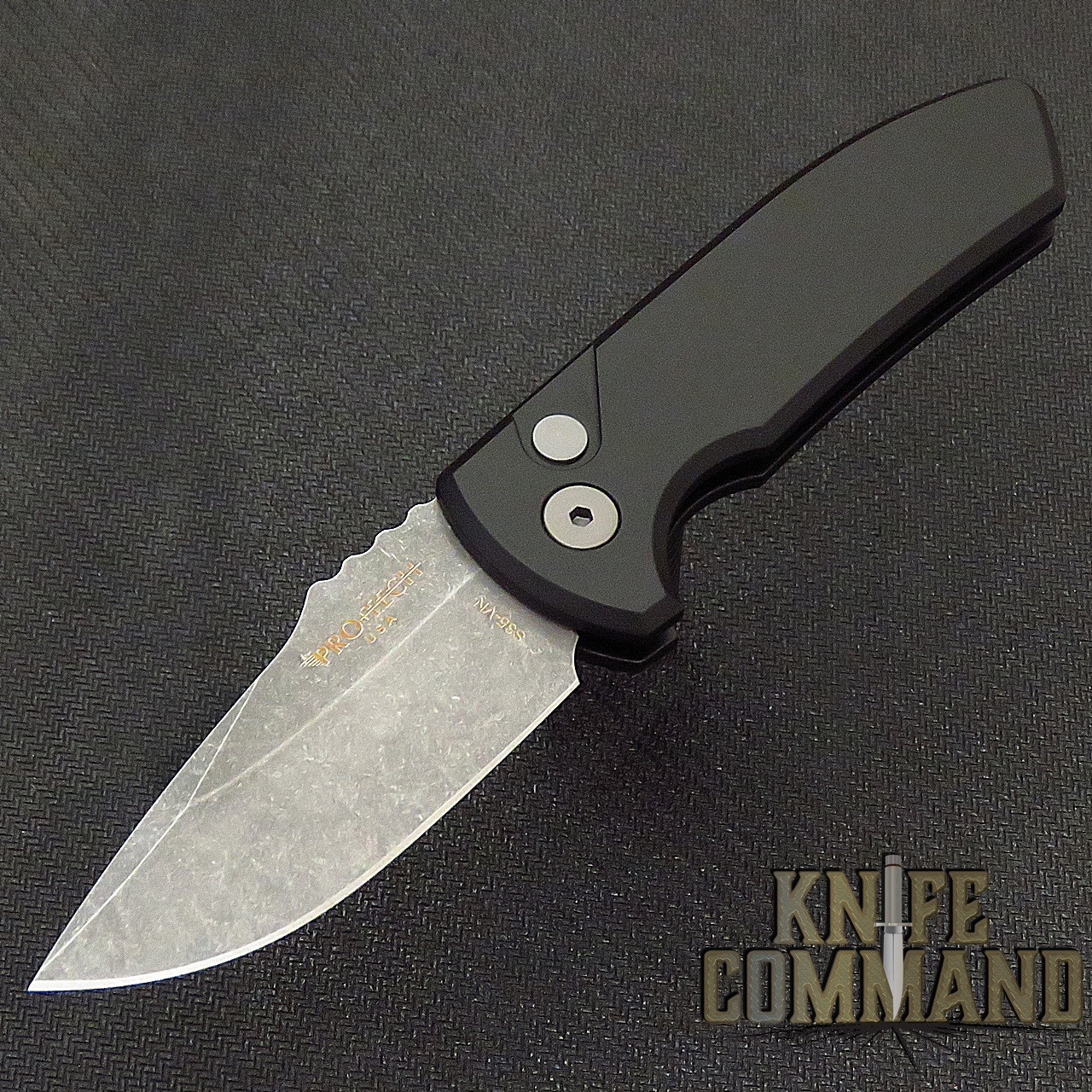Pro-Tech Knives SBR Short Blade Rockeye Automatic Knife LG411 Les George Folder Acid Washed S35VN Blade