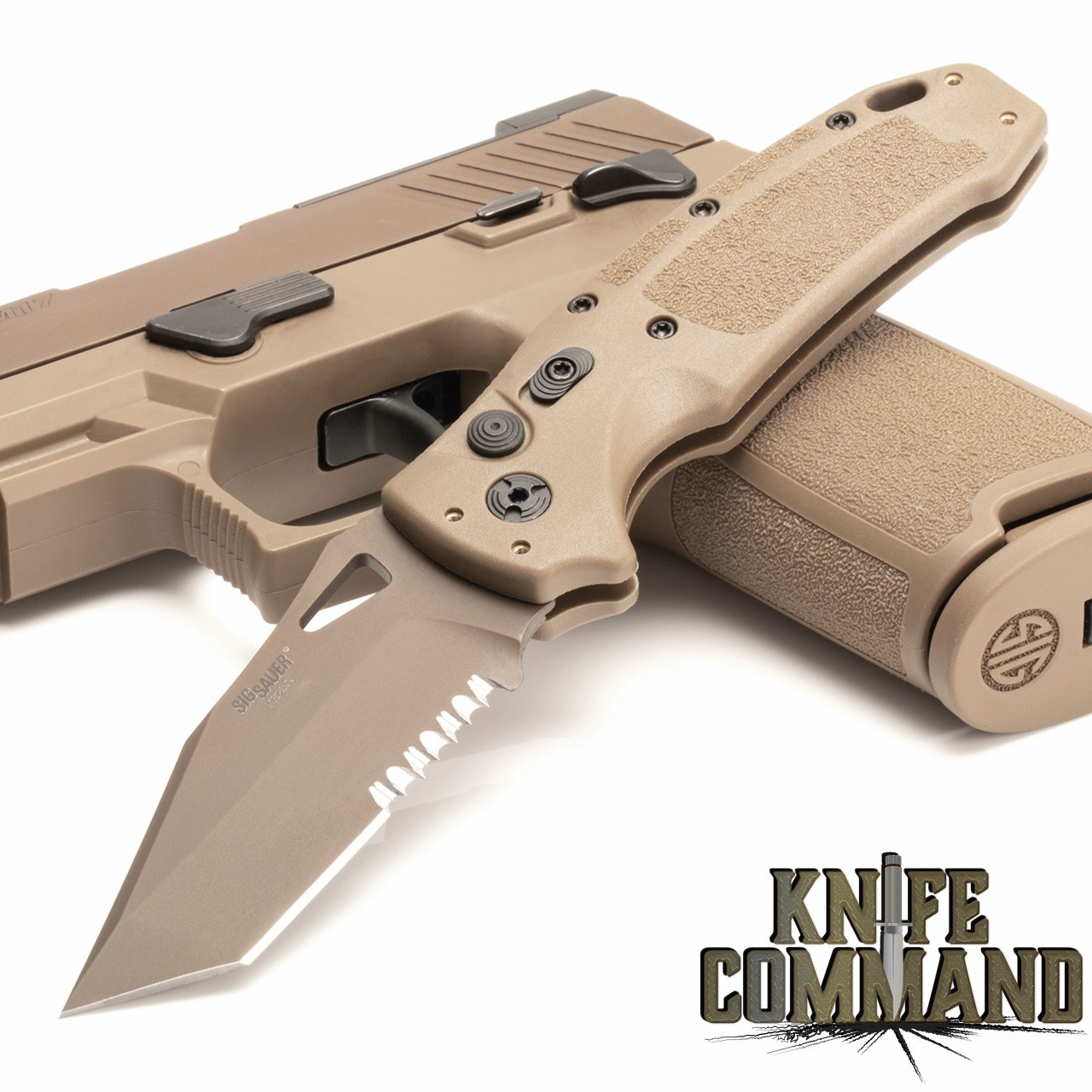 Hogue Knives Sig Sauer K320A Coyote Tan Automatic Folder 3.5" Tanto Blade - Coyote PVD Finish, Poly Frame Knife 36323
