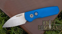 Pro-Tech Knives R5101 Blue Runt 5 Automatic Folder Knife Folder 1-15/16" Wharncliffe CPM-20CV Bead Blasted Blade
