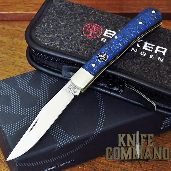 Boker Trapper Uno Model 117004 Classic Blue Curly Maple Slip-Joint Pocket Knife