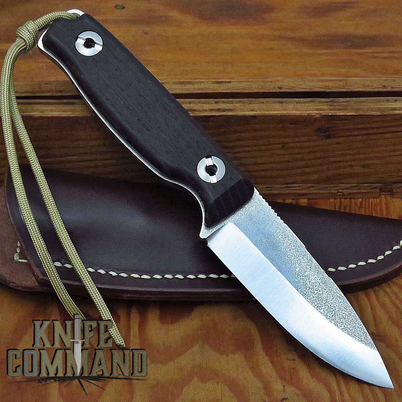 Klotzli Knives Bushcraft Fixed Blade Knife Scandi Grind Black Walnut #3601