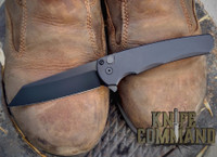 Pro-Tech Knives 5203 Malibu Blackout Manual Flipper Knife Folder 3.25" CPM-20CV Reverse Tanto Blade