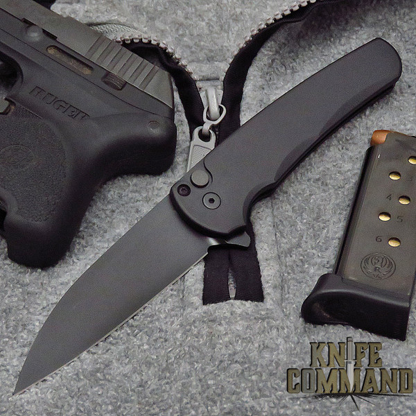 Pro-Tech Knives 5103 Malibu Blackout Manual Flipper Knife Folder 3.25" CPM-20CV Wharncliffe Blade